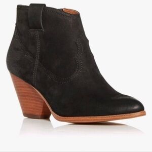 Frye Reina Suede Ankle Boots-Black-Women Size 6.5